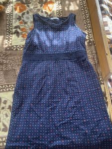 Navy Blue Polka Dot Sleeveless Dress