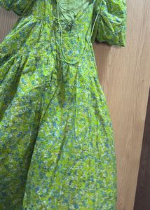 Branded Green Floral Puff Sleeve Dress from Turkey