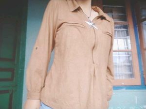 Y2k Brown Half Zipped Top