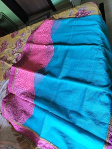Unused Blue And Pink Saree