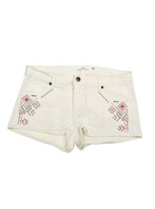H&M White Embroidered Denim Shorts
