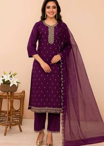 Purple Embroidered Salwar Kameez Suit