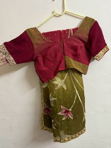 Double Colour Thread Work Saree