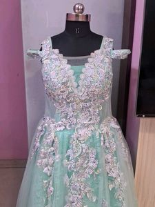 Elegant Aqua Embellished Gown