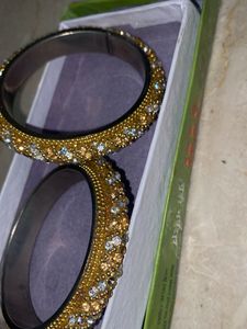 Heavy Metal Gold Kada Pair Size 2.5