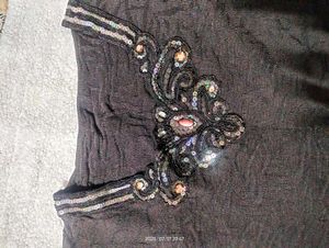 Embellished Brown Knit Top