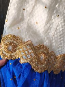 Elegant Blue and White Lehenga Skirt