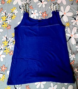 Blue Tank Top with Braided Straps