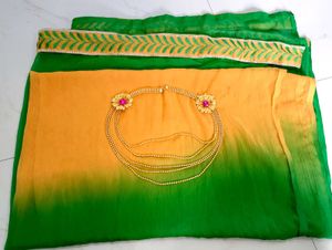 Yellow Embroidered Dress Set Duppta Jewelry Free