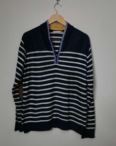 Flying Machine Stripped Mock Collar Pullover