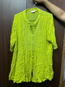 Green Printed Short Kurti