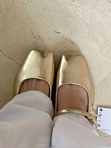 Gold Mary Janes Flat