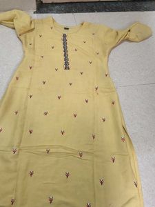 Embroidered Yellow Kurti