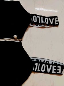 Love Graphic Black Crop Top