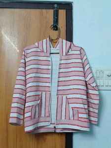 Striped Zip-Up Hoodie For Girls