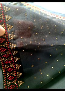 New Gorget Black N Red Stone Work Saree