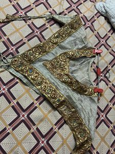 Embroidered Silver Crop Top