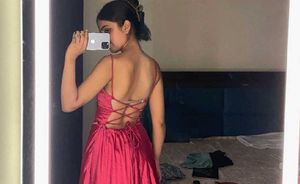 Perfect Backless Red Satin Dress