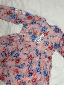 Floral Chikankari Short Kurti