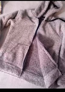 Fuzzy Grey Zip-Up Hoodie