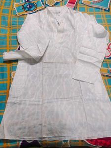 White Cotton Full Sleeves Kurta