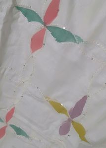Embroidered White Pure Cotton Suit