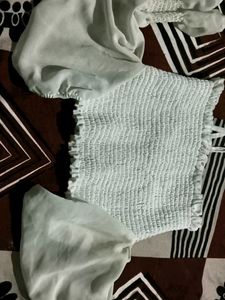 White Puff Sleeve Crop Top