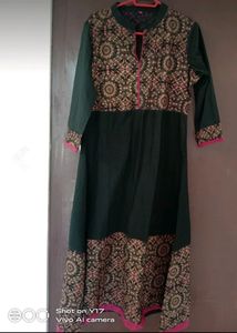 Women&#39;s Long floral print Cotton Anarkali