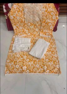Floweral kurti set (pink & yellow)