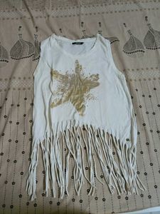 White Fringe Tank Top