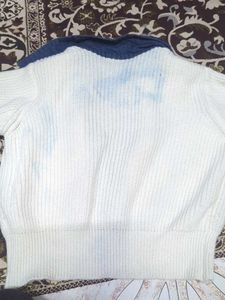 Denim Detail Knit Sweater
