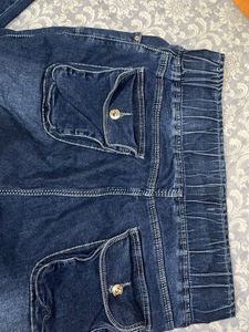 Dark Wash Denim Cargo Jeans