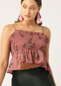 Pink & Green Crop Top