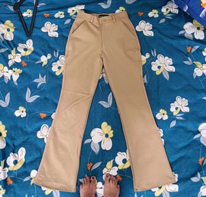 Beige Bootcut Pants
