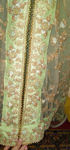 Beautiful 3 PCs  crop top  Lehenga and jacket with full embroidered crop top and  long jacket heavily embroidered... pearl and shimmer  work on Lehenga...jacket can be separated...