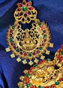 Elegant Gold-Plated Lakshmi Earrings