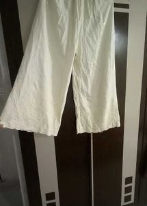 White Embroidered Palazzo Pants
