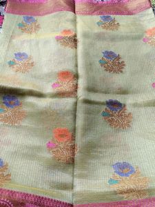 Pista Green Beautiful Chanderi Silk Saree🤩