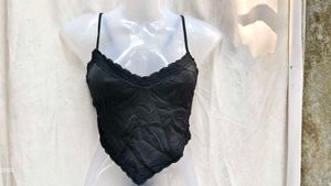 1441. Black Lace Trim Cami Top