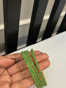 Emerald Green & Gold Bangles