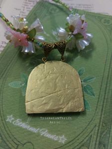 Forest Fairy Clay Pendant Floral Beaded Necklace