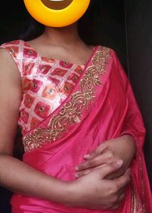 Elegant Pink Embroidered Saree