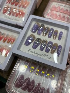 Diamond Rose Studded Star printed Dual Tone Nails
