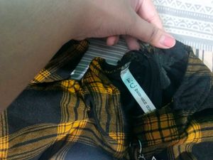 Stylish Yellow And Black Check Print Top