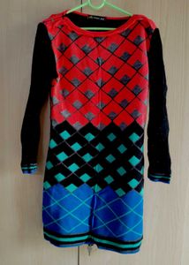 Funky Argyle Knit Mini Dress