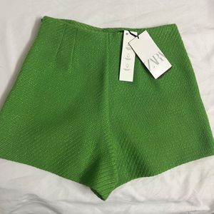 NWT Zara Green High Waisted Shorts