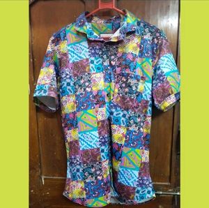 Multicolored Half Sleeves Shirt Totally New In New Condition Size-L Chest-42 Waist-36