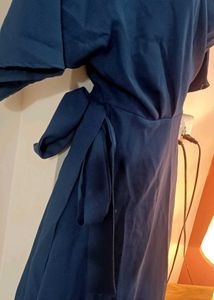 Korean Flare Waist-Tie Wrap Dress