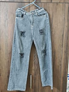 Ripped Wide-Leg Jeans