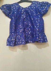 Royal Blue Gold Brocade Fabric Trim